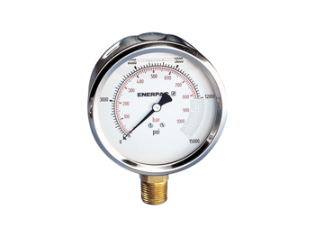 G4039L Enerpac G4039L Liquid-filled Hydraulic Pressure Gauge 4 Inch Dial 0-10000 PSI/BAR 1/2 NPTF Lower Mount Stainless Steel