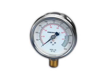 GP-10S Enerpac GP-10S General Purpose Dry Pressure Gauge 4 Inch Dial 0-10000 PSI/BAR 1/2 NPTF Bottom Mount Stainless Steel