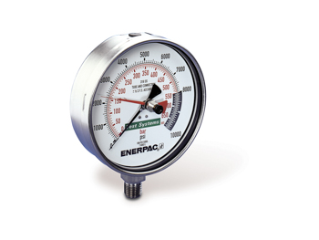 Enerpac T-6008L Test System Gauge 6.4 Inch Dial 0-20000 PSI/BAR 1/4 Cone Lower Mount Stainless Steel