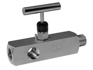 Wika 4339861 Instrument Grade Multi-Port Needle Valve Model 910.11.300 10000 PSI 1/2 NPTM X 1/2 NPTF T Handle Stainless Steel